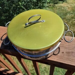 Vtg 3 pc aluminum pot Sears Roebuck neon green